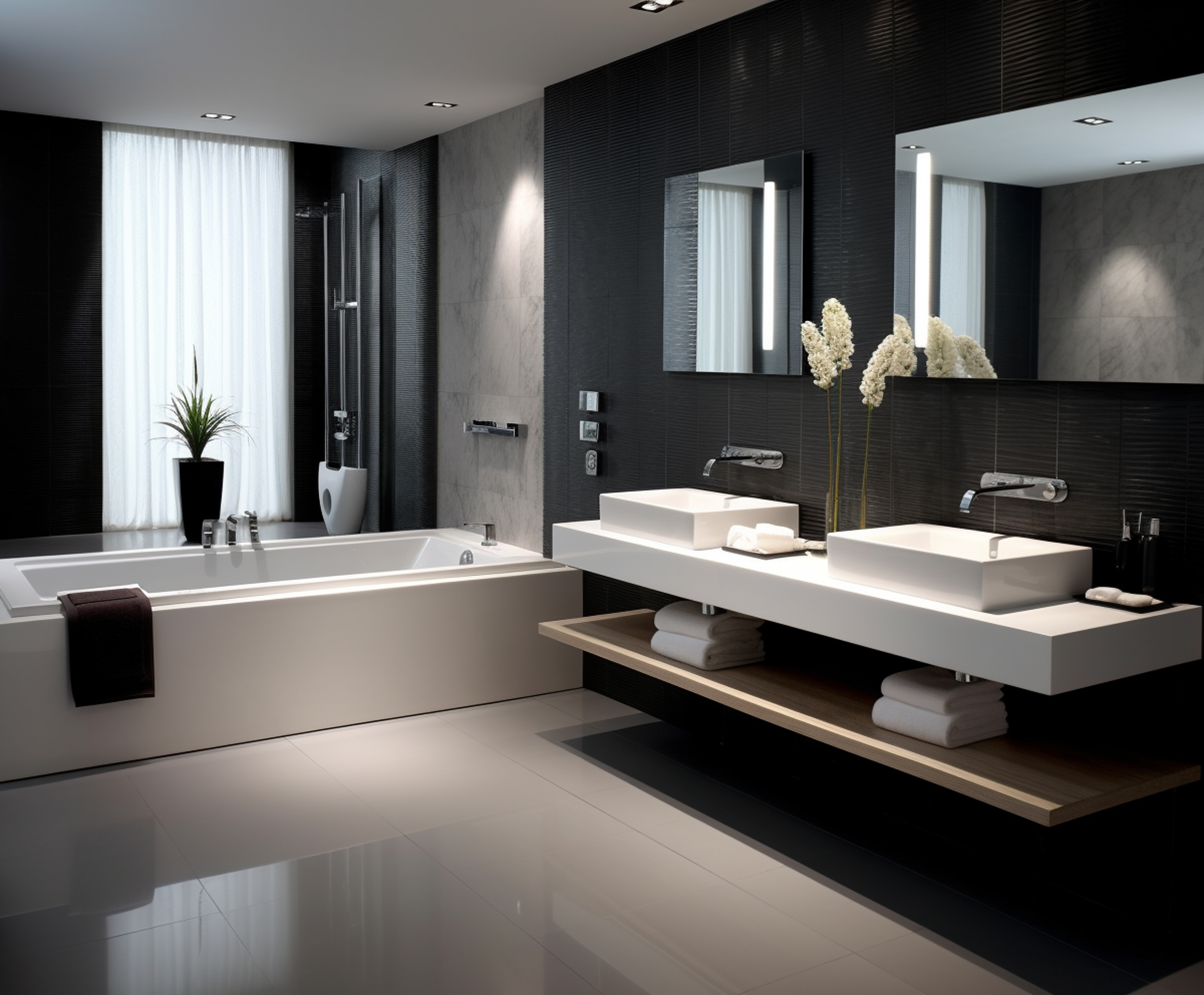Douche à l’italienne avec niche carrelée